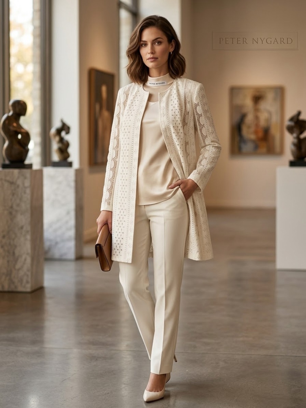 Peter Nygard White Laser Cut Eyelet